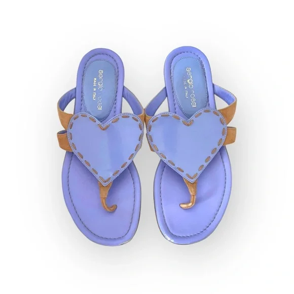 Sergio Rossi ❤︎︎ Heart Shaped Thong Leather Sandals ❤︎︎ Cornflower Blue ❤︎︎ 36 - Picture 10 of 16